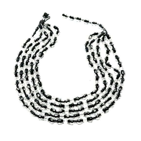 Miriam Haskell Jewelry - 1950s Miriam Haskell Five-Strand Crystal Necklace — Signed, Museum Quality — EUC